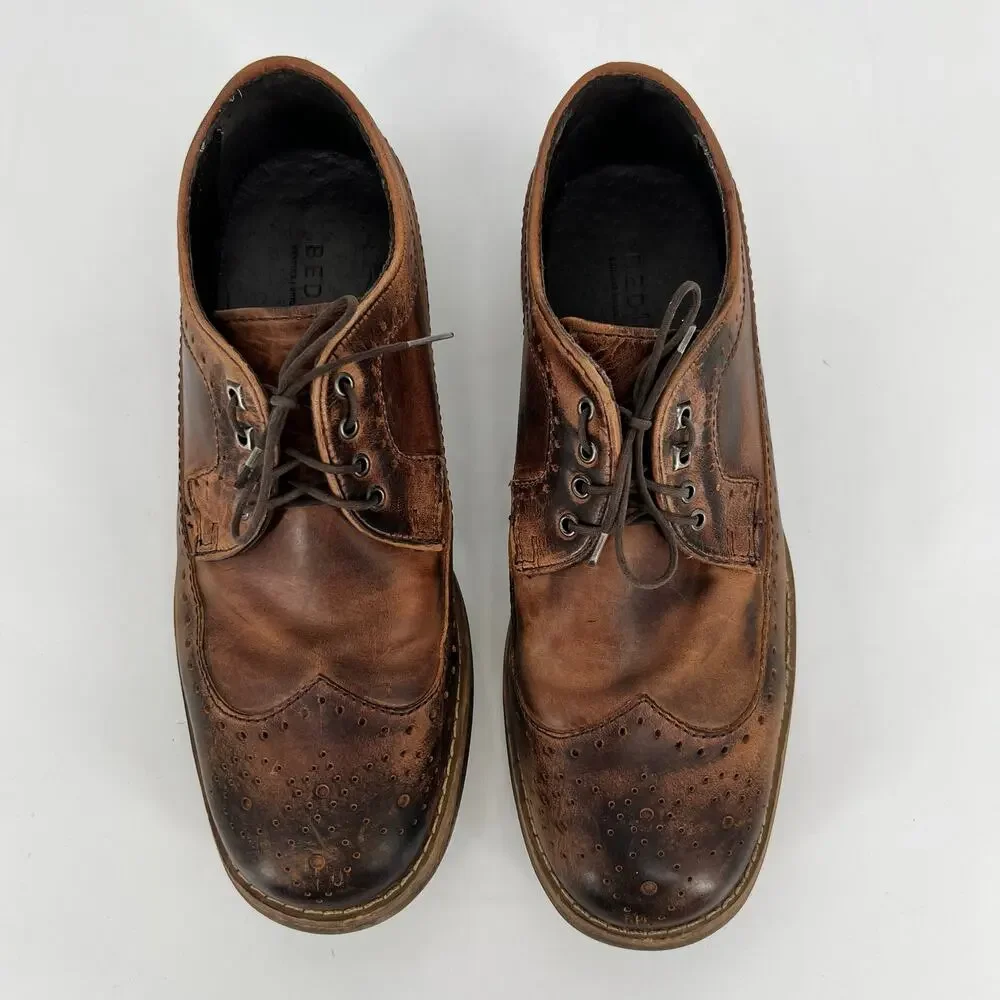 Bed Stu Wingtip Oxford Shoes Mens US 9 / EU 42 Brown Leather Distressed Lace Up